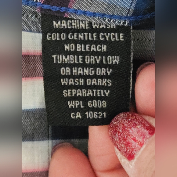 Rock&Roll Cowboy Vibrant Blue Red Casual Button Down Shirt Long Sleeves Size M - Picture 8 of 10